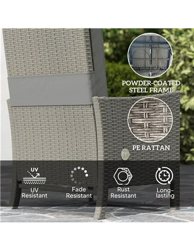 Outsunny 5 Piece Rattan Garden Furniture Set, Wicker Patio Sofa Set with 2 Armchairs, 2 Footstools, Glass Top Coffee Table with 