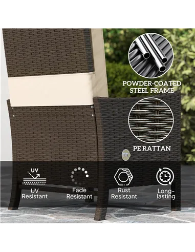 Outsunny 5 Piece Rattan Garden Furniture Set, Wicker Patio Sofa Set with 2 Armchairs, 2 Footstools, Glass Top Coffee Table with 