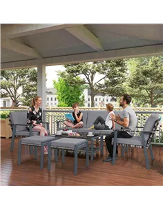 Outsunny Six-Piece Rattan Garden Sofa Set - Grey 2