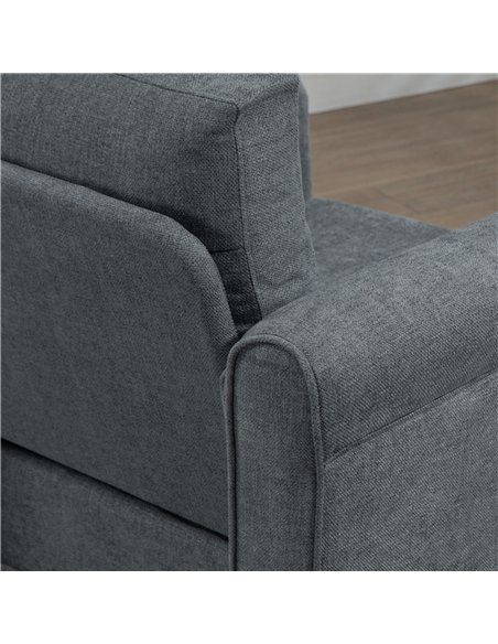 HOMCOM Vintage Accent Chair, Upholstered Occasional Chair with Back Pillow, Rolled Arms,  Rubber Wood Legs, Grey