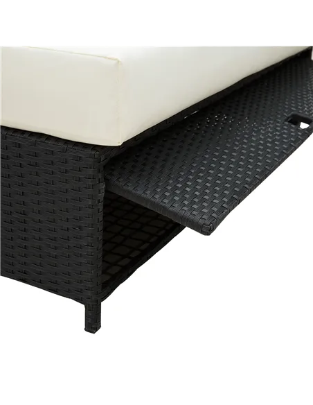Outsunny Rattan 2-Seater Sofa Sun Lounger Bed-Black
