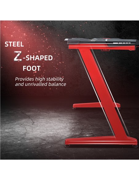HOMCOM 122 x 66 cm Gaming Desk, Carbon Fibre Covered Computer Desk, Gamer Workstation with Headphone Hook, Cup Holder and Gamepa