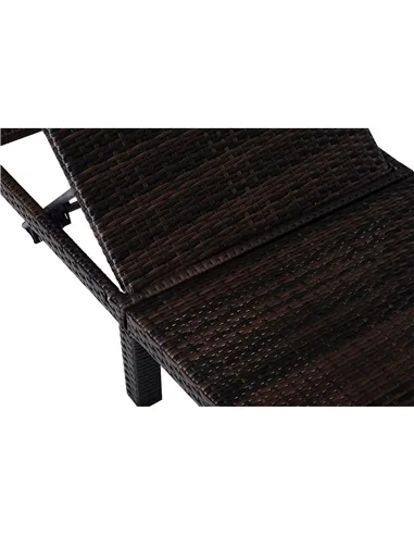 Outsunny Rattan Sun Lounger, 5-Level Adjustable Garden Lounger Recliner with Cushion and Headrest, Outdoor Reclining Sunbed, Ste