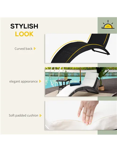 Outsunny Outdoor Foldable PE Rattan Sun Lounger with Soft Padded Cushion, Ergonomic Curved Design Sun Bed for Balcony, Garden, B