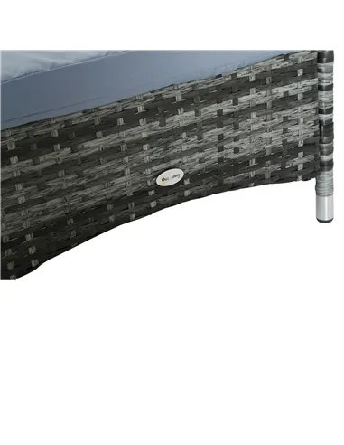 Outsunny Garden Rattan Furniture Single Sun Lounger Recliner Bed Reclining Chair Patio Outdoor Wicker Weave Adjustable Headrest 