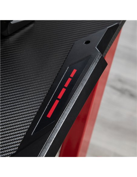 HOMCOM 122 x 66 cm Gaming Desk, Carbon Fibre Covered Computer Desk, Gamer Workstation with Headphone Hook, Cup Holder and Gamepa
