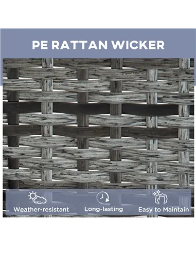 Outsunny 3 Pieces Rattan Sun Loungers, Garden Wicker Wheeling Recliner , PE Rattan Lounge Chairs w/ Cushions & Side Coffee Table