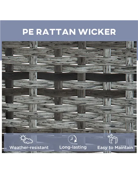Outsunny 3 Pieces Rattan Sun Loungers, Garden Wicker Wheeling Recliner , PE Rattan Lounge Chairs w/ Cushions & Side Coffee Table