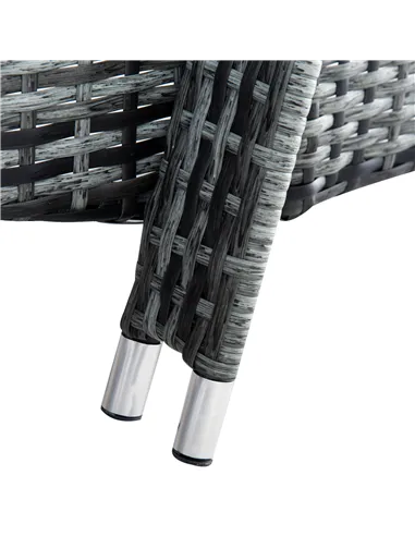 Outsunny 3 Pieces Rattan Sun Loungers, Garden Wicker Wheeling Recliner , PE Rattan Lounge Chairs w/ Cushions & Side Coffee Table