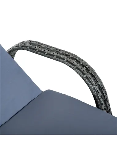 Outsunny 3 Pieces Rattan Sun Loungers, Garden Wicker Wheeling Recliner , PE Rattan Lounge Chairs w/ Cushions & Side Coffee Table