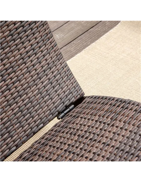 Outsunny Outdoor Foldable PE Rattan Sun Lounger with Soft Padded Cushion, Ergonomic Curved Design Sun Bed for Garden, Balcony, G