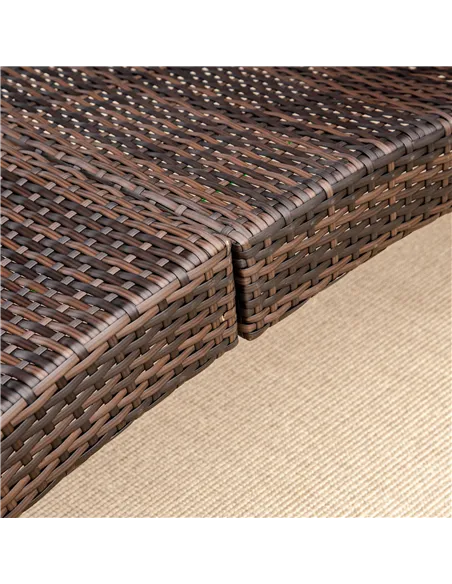 Outsunny Outdoor Foldable PE Rattan Sun Lounger with Soft Padded Cushion, Ergonomic Curved Design Sun Bed for Garden, Balcony, G