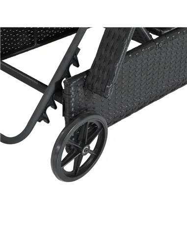 Outsunny Rattan Sun Lounger, Garden Lounger Recliner with Wheels and Adjustable Backrest, Outdoor Reclining Sunbed Garden Chair 