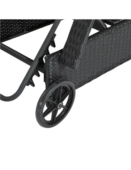 Outsunny Rattan Sun Lounger, Garden Lounger Recliner with Wheels and Adjustable Backrest, Outdoor Reclining Sunbed Garden Chair 