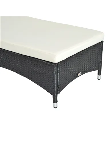 Outsunny Rattan Sun Lounger, Garden Lounger Recliner with Wheels and Adjustable Backrest, Outdoor Reclining Sunbed Garden Chair 