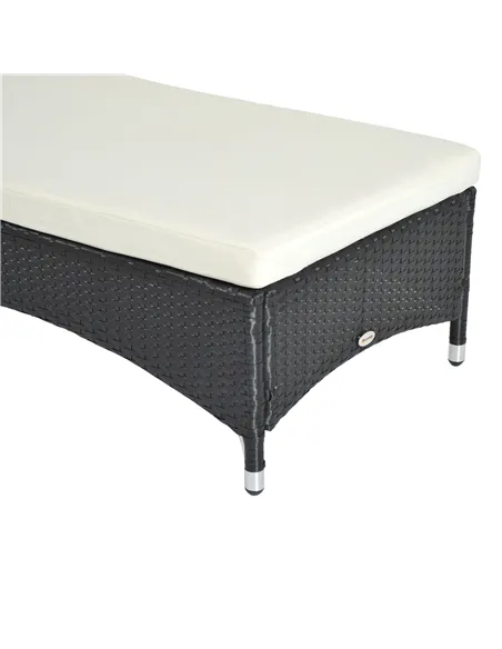 Outsunny Rattan Sun Lounger, Garden Lounger Recliner with Wheels and Adjustable Backrest, Outdoor Reclining Sunbed Garden Chair 