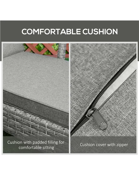 Outsunny Patio Rattan Sun Lounger, Dual Wicker Weave Outdoor Single Reclining Chair Furniture, 5-Level Adjustable Backrest w/ Re