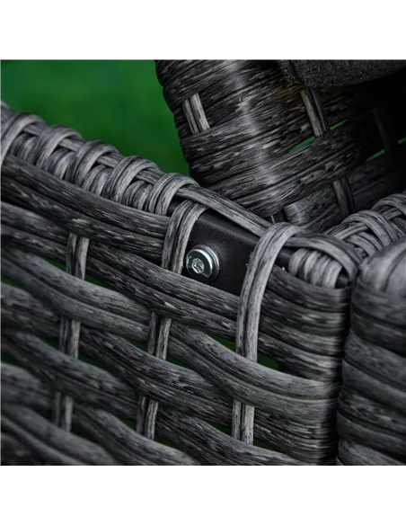 Outsunny Patio Rattan Sun Lounger, Dual Wicker Weave Outdoor Single Reclining Chair Furniture, 5-Level Adjustable Backrest w/ Re