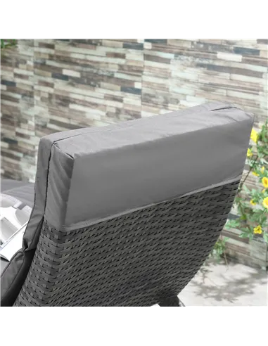 Outsunny Outdoor Foldable PE Rattan Sun Lounger with Soft Padded Cushion, Ergonomic Curved Design Sun Bed for Balcony, Garden, G