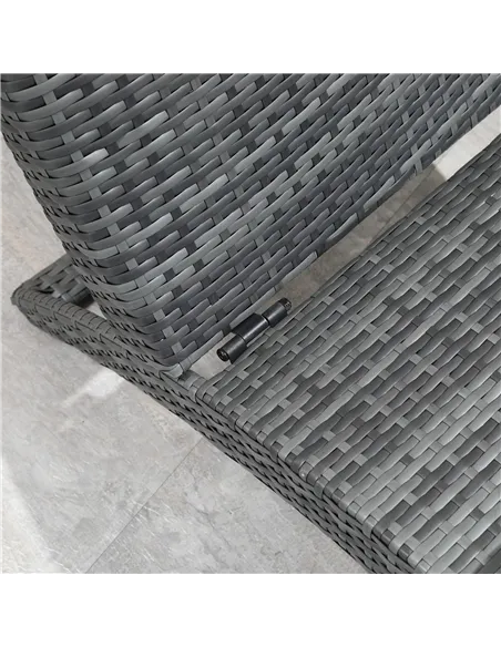 Outsunny Outdoor Foldable PE Rattan Sun Lounger with Soft Padded Cushion, Ergonomic Curved Design Sun Bed for Balcony, Garden, G