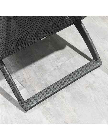 Outsunny Outdoor Foldable PE Rattan Sun Lounger with Soft Padded Cushion, Ergonomic Curved Design Sun Bed for Balcony, Garden, G