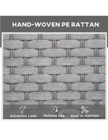 Outsunny 3 Pieces Rattan Sun Lounger Set with Aluminium Frame, 5-Position Adjustable Reclining Garden Chairs and Glass Top Table