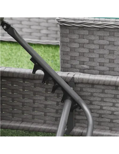 Outsunny 3 Pieces Rattan Sun Lounger Set with Aluminium Frame, 5-Position Adjustable Reclining Garden Chairs and Glass Top Table