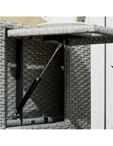 Outsunny 5PC PE Rattan Sun Lounger, Outdoor Wicker 5-level Adjustable Recliner Sofa Bed with Storage Side Table and Footstools, 