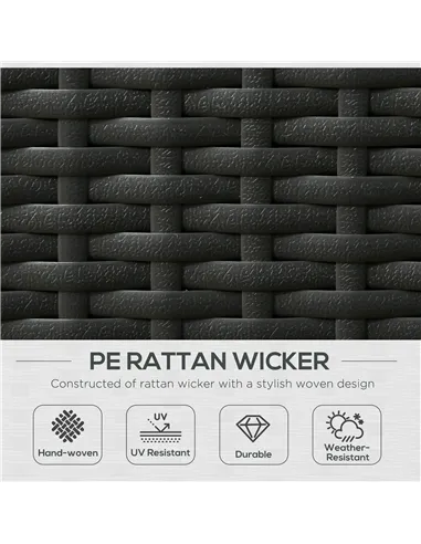 Outsunny 5PC PE Rattan Sun Lounger, Outdoor Wicker 5-level Adjustable Recliner Sofa Bed with Storage Side Table and Footstools, 