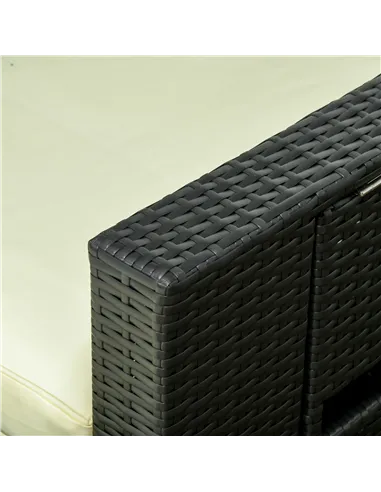 Outsunny 5PC PE Rattan Sun Lounger, Outdoor Wicker 5-level Adjustable Recliner Sofa Bed with Storage Side Table and Footstools, 