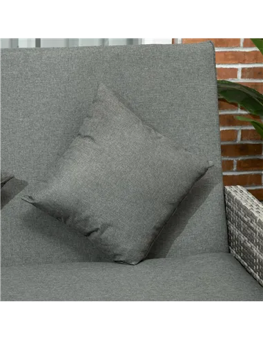 Outsunny Rattan Garden Daybed, Assembled Double Sun Lounger with 5-Level Adjustable Back, Storage Ottoman, Cushions, Pillows and