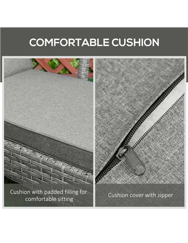 Outsunny PE Rattan Sun Loungers set of 2 with Cushion, Outdoor 2 Pieces Garden Sunbed Furniture with 4-Level Recliner Backrest, 