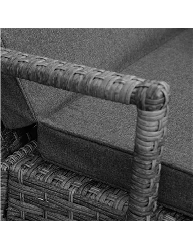 Outsunny PE Rattan Sun Loungers set of 2 with Cushion, Outdoor 2 Pieces Garden Sunbed Furniture with 4-Level Recliner Backrest, 