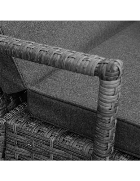 Outsunny PE Rattan Sun Loungers set of 2 with Cushion, Outdoor 2 Pieces Garden Sunbed Furniture with 4-Level Recliner Backrest, 