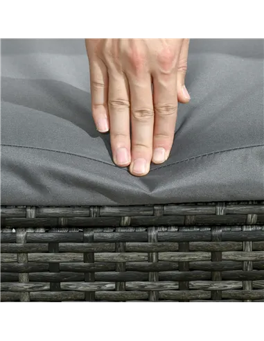 Outsunny PE Rattan Sun Loungers set of 2 with Cushion, Outdoor 2 Pieces Garden Sunbed Furniture with 5-Level Recliner Backrest, 