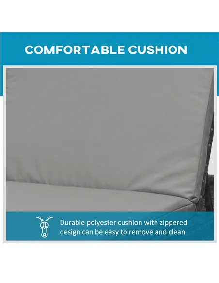 Outsunny PE Rattan Sun Loungers with Cushion, Outdoor Garden Sunbed Furniture with 5-Level Recliner Backrest, and Armrest, Set o