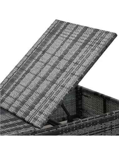 Outsunny PE Rattan Sun Loungers with Cushion, Outdoor Garden Sunbed Furniture with 5-Level Recliner Backrest, and Armrest, Set o