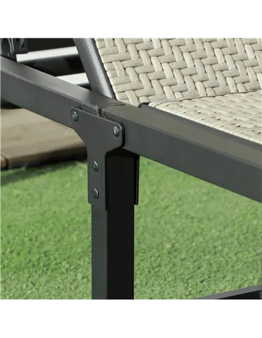 Outsunny Foldable Rattan Sun Lounger with 5-Level Adjust Backrest, Recliner Chair, Mixed Grey