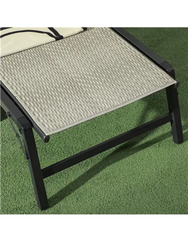 Outsunny Foldable Rattan Sun Lounger with 5-Level Adjust Backrest, Recliner Chair, Mixed Grey