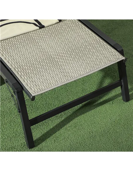 Outsunny Foldable Rattan Sun Lounger with 5-Level Adjust Backrest, Recliner Chair, Mixed Grey