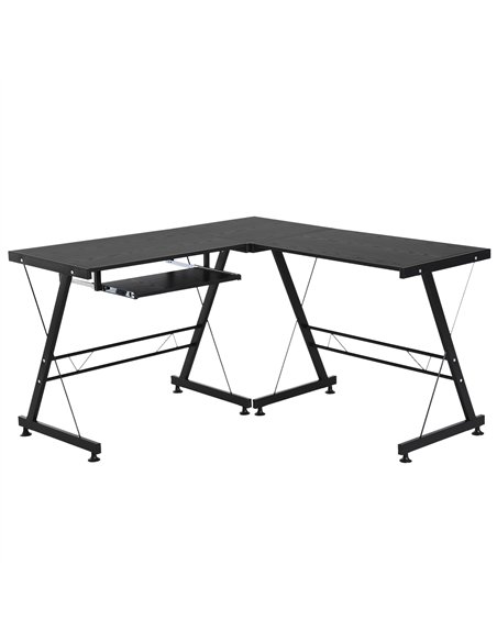 HOMCOM L Shaped Gaming Desk, Corner Computer Desk with Keyboard Tray, Work Table for Home Office, Study Workstation, 130 x 130 x