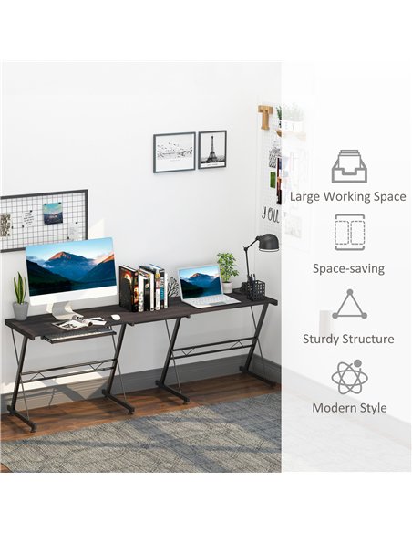 HOMCOM L Shaped Gaming Desk, Corner Computer Desk with Keyboard Tray, Work Table for Home Office, Study Workstation, 130 x 130 x