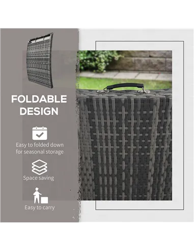 Outsunny Rattan Folding Sun Lounger Outdoor Chair with Cushion and Pillow Grey