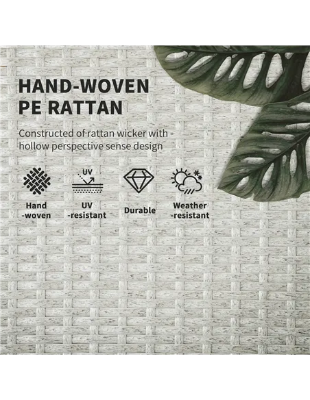 Outsunny 3-piece PE Rattan Sun Lounger Set with Adjustable 5-Position Recliner, Patio Chaise Lounge Chair Set with Cushions, Hea