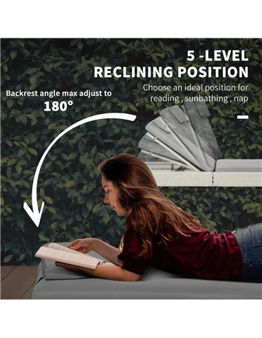 Outsunny 3-piece PE Rattan Sun Lounger Set with Adjustable 5-Position Recliner, Patio Chaise Lounge Chair Set with Cushions, Hea