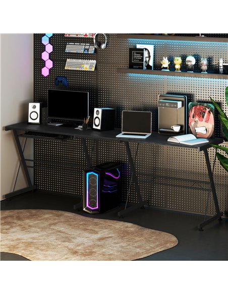 HOMCOM L Shaped Gaming Desk, Corner Computer Desk with Keyboard Tray, Work Table for Home Office, Study Workstation, 130 x 130 x