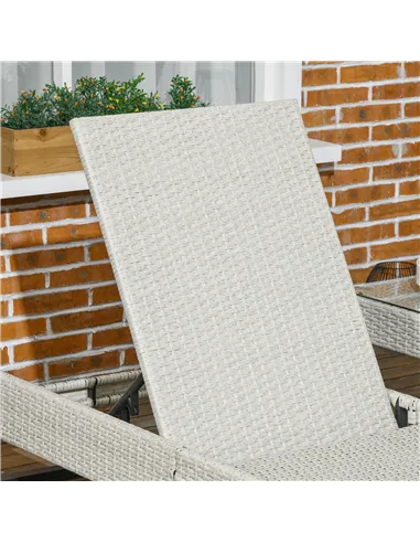 Outsunny 3-piece PE Rattan Sun Lounger Set with Adjustable 5-Position Recliner, Patio Chaise Lounge Chair Set with Cushions, Hea