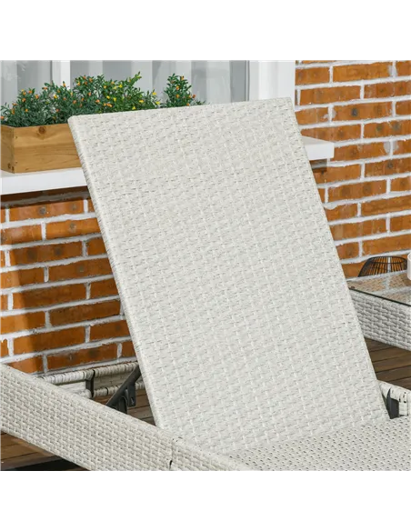 Outsunny 3-piece PE Rattan Sun Lounger Set with Adjustable 5-Position Recliner, Patio Chaise Lounge Chair Set with Cushions, Hea