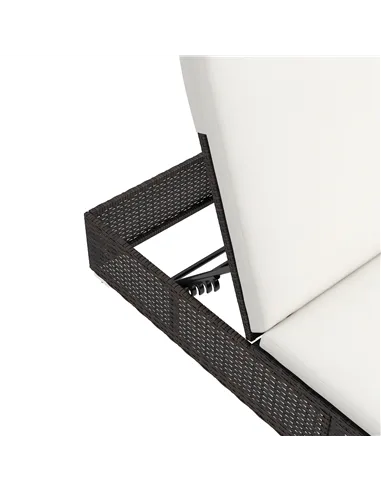 Outsunny Set of Two Rattan Sun Loungers, with Reclining Backs - Brown/Cream