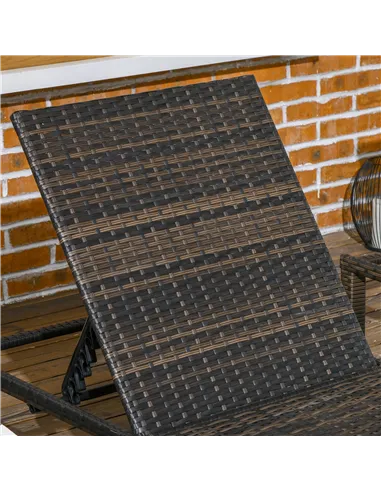 Outsunny Set of Two Reclining Rattan Sun Loungers, with Cushions - Brown/Cream